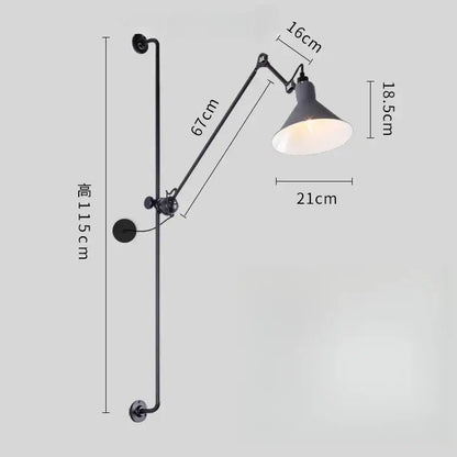 Industrial black & red adjustable rotating led wall lamp bedroom