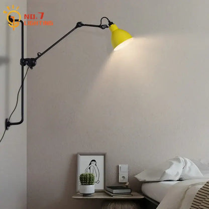 Industrial black & red adjustable rotating led wall lamp bedroom