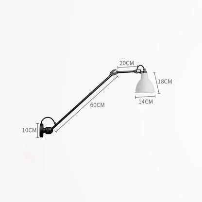 Industrial black & red swing arm wall lamp for bedroom