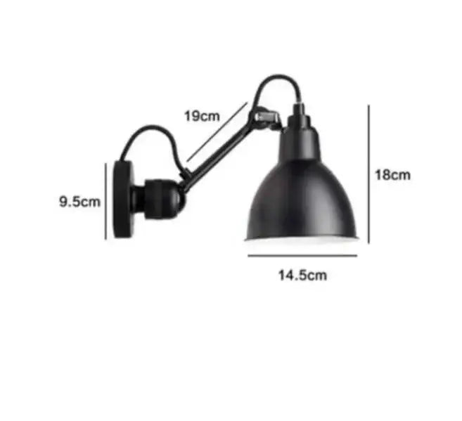 Industrial black & red swing arm wall lamp for bedroom