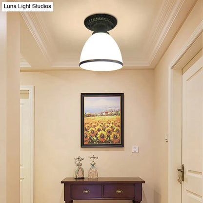 DecorBites™ Industrial Black Semi Flush Ceiling Light with Milky Glass Shade – Perfect for Gallery