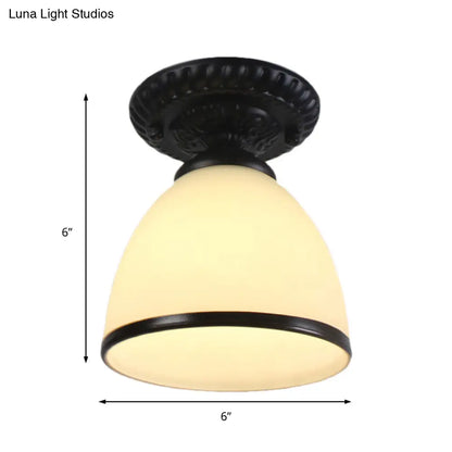 DecorBites™ Industrial Black Semi Flush Ceiling Light with Milky Glass Shade – Perfect for Gallery
