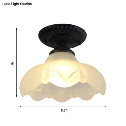 DecorBites™ Industrial Black Semi Flush Ceiling Light with Milky Glass Shade – Perfect for Gallery