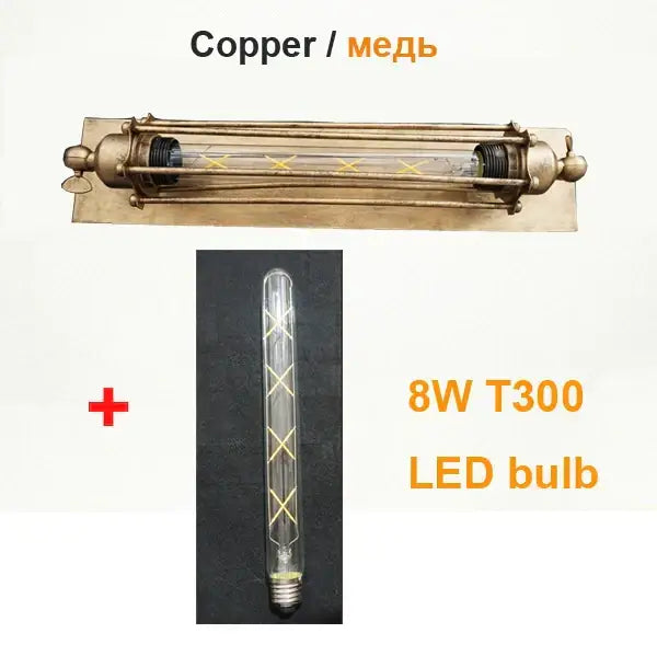 Industrial black silver & copper wall lamp bedroom edison sconce