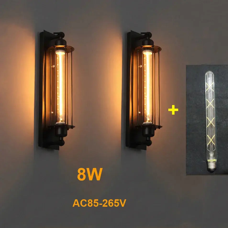 Industrial black silver & copper wall lamp bedroom edison sconce