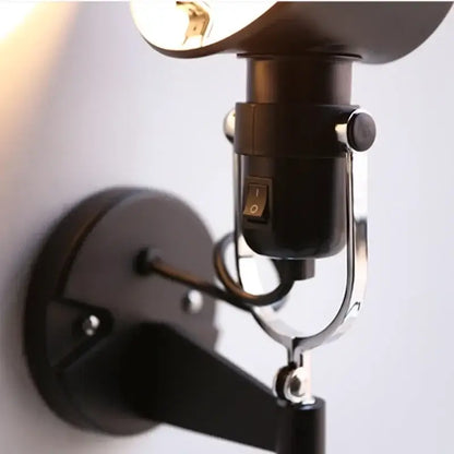 Industrial black silver swing arm wall lamp bedroom reading light