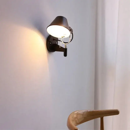 Industrial black silver swing arm wall lamp bedroom reading light
