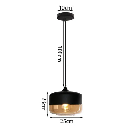 Industrial black & smoked glass shade pendant light kitchen decor