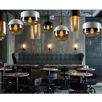 Industrial black & smoked glass shade pendant light kitchen decor