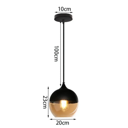 Industrial black & smoked glass shade pendant light kitchen decor