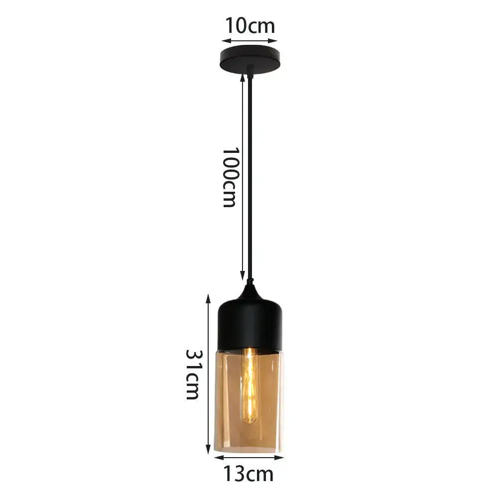 Industrial black & smoked glass shade pendant light kitchen decor