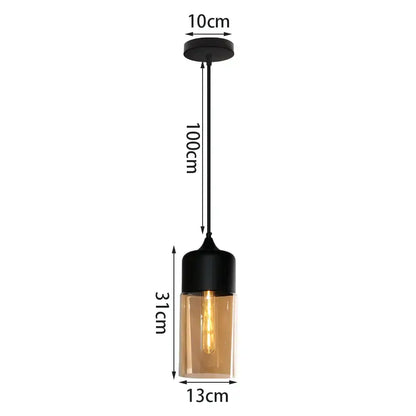 Industrial black & smoked glass shade pendant light kitchen decor
