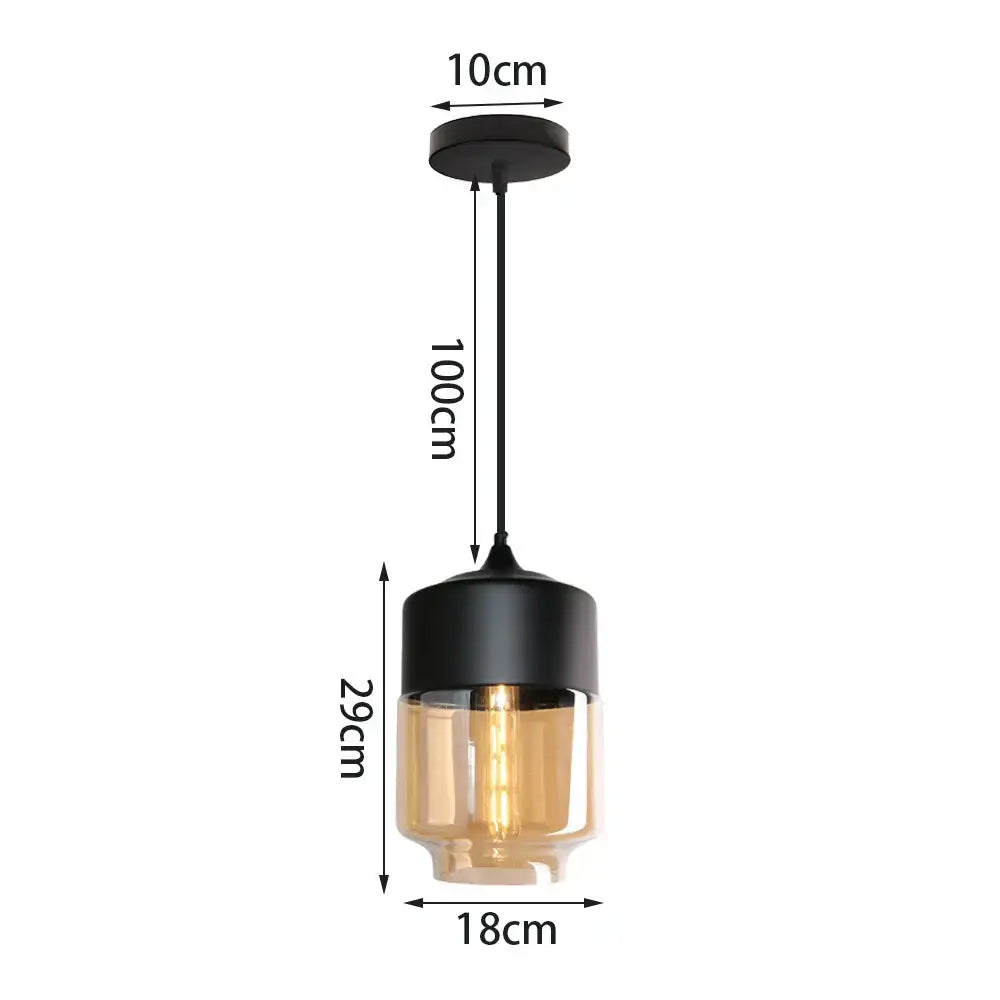 Industrial black & smoked glass shade pendant light kitchen decor