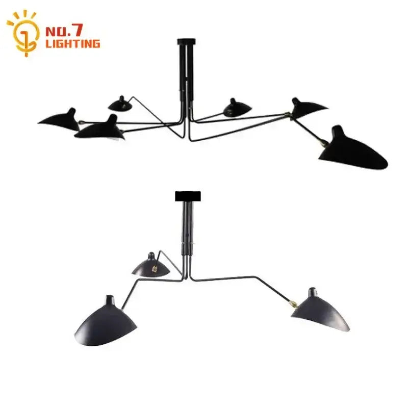 Industrial black spider ceiling lamp living room metal chandelier