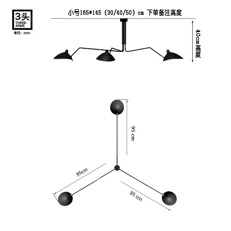 Industrial black spider ceiling lamp living room metal chandelier