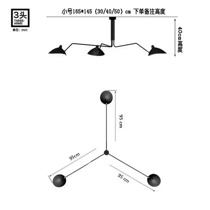 Industrial black spider ceiling lamp living room metal chandelier