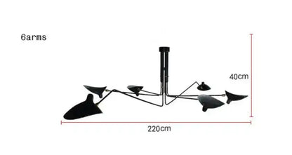 Industrial black swing arm chandelier dining room 5 light fixture