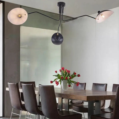 Industrial black swing arm chandelier dining room 5 light fixture