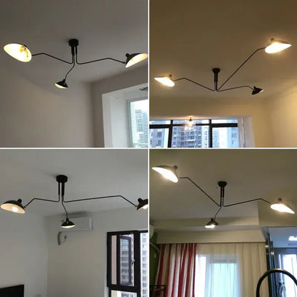 Industrial black swing arm chandelier dining room 5 light fixture