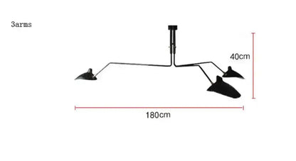 Industrial black swing arm chandelier dining room 5 light fixture