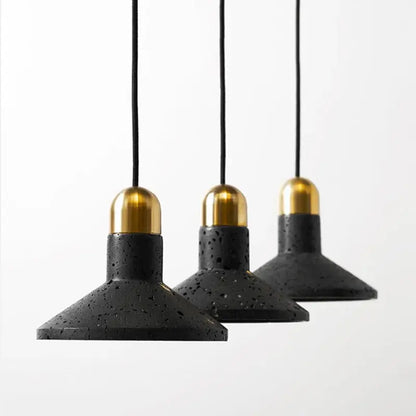 Industrial black travertine cement pendant light kitchen hat light