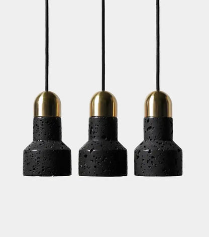 Industrial black travertine cement pendant light kitchen hat light