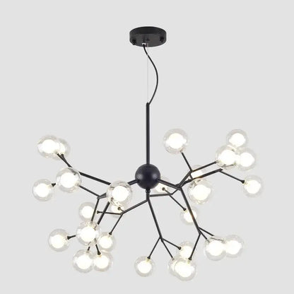 Industrial black tree branch glass ball firefly chandelier dining room