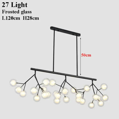 Industrial black tree branch glass ball firefly chandelier dining room