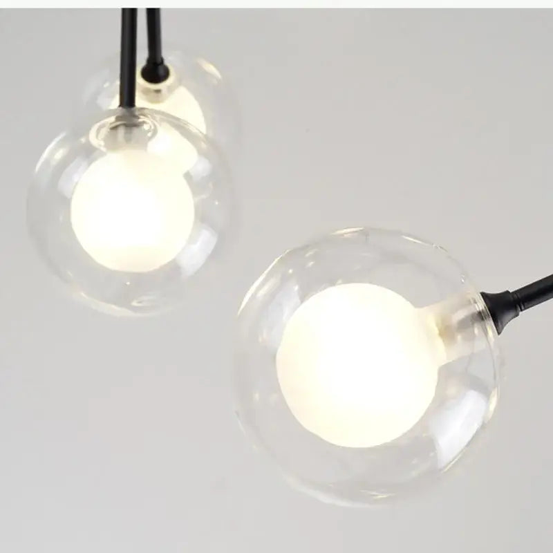 Industrial black tree branch glass ball firefly chandelier dining room