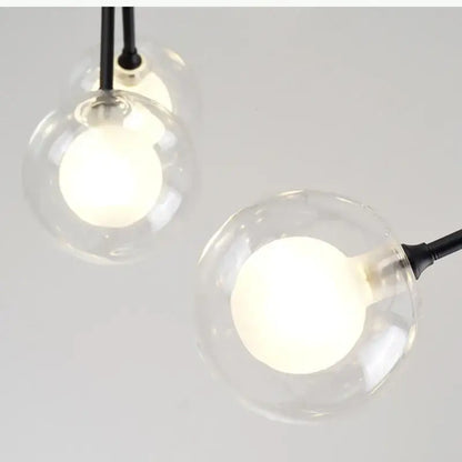 Industrial black tree branch glass ball firefly chandelier dining room