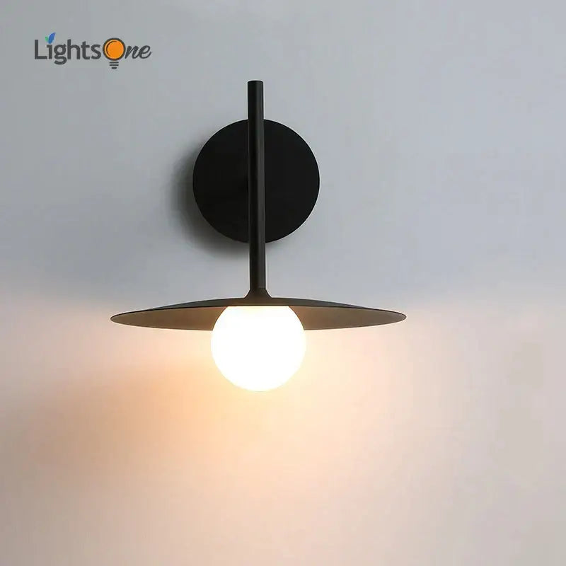 Industrial black wall lamp bedroom minimalist disc sconce