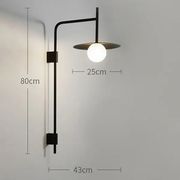 Industrial black wall lamp bedroom minimalist disc sconce