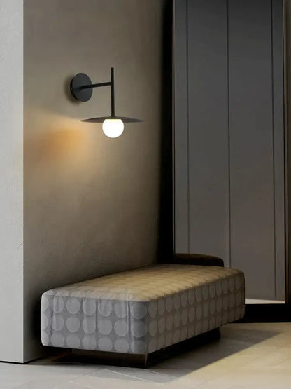 Industrial black wall lamp bedroom minimalist disc sconce