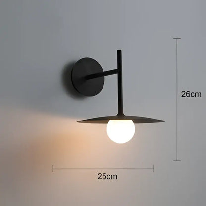 Industrial black wall lamp bedroom minimalist disc sconce