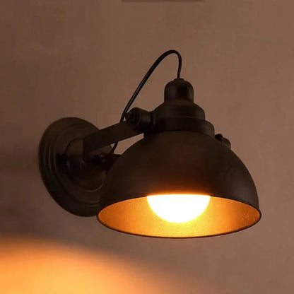Industrial black wall sconce bedroom retro wrought iron lamp