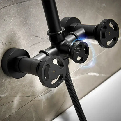 Industrial black & white bath shower set dual control bathroom faucet