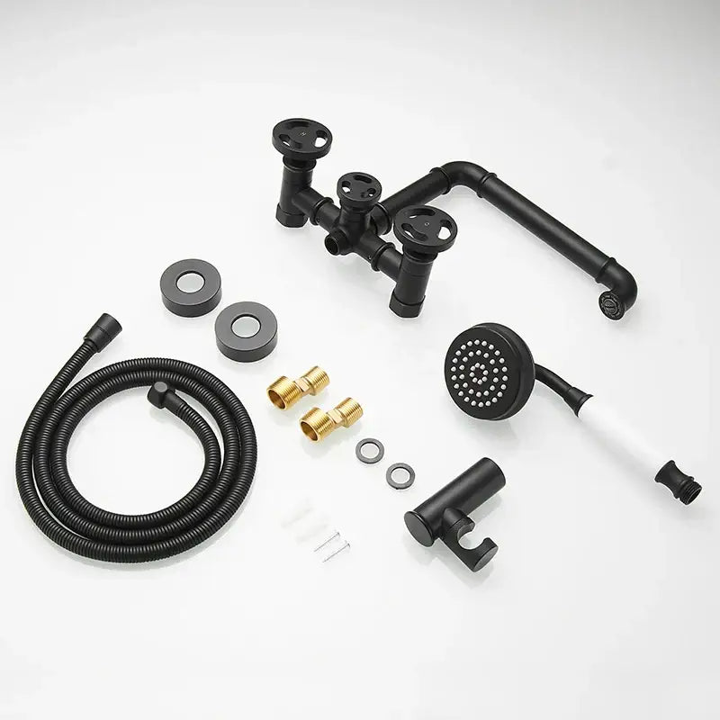 Industrial black & white bath shower set dual control bathroom faucet