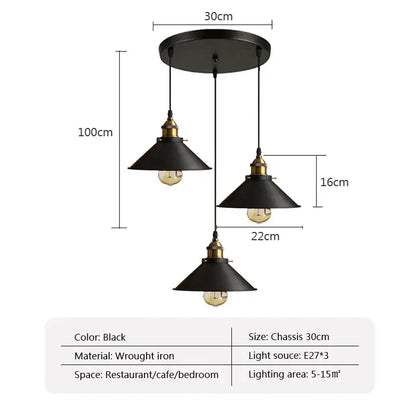 Industrial black & white ceiling chandelier – kitchen pendant light