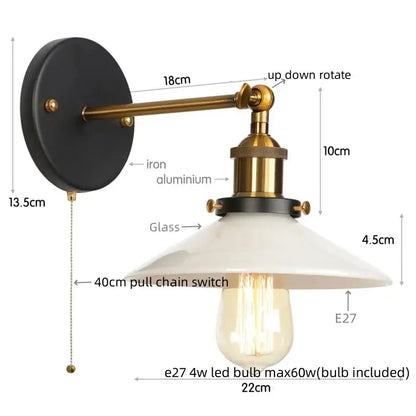 Industrial black & white ceramic led wall lights kitchen sconce