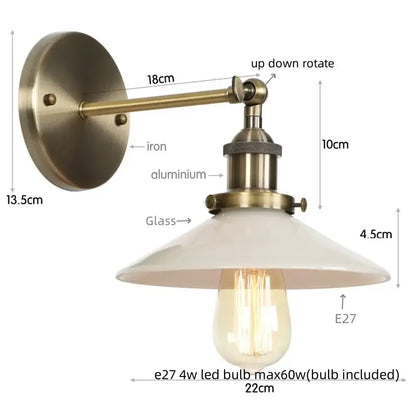 Industrial black & white ceramic led wall lights kitchen sconce