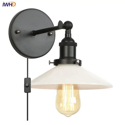 Industrial black & white ceramic led wall lights kitchen sconce