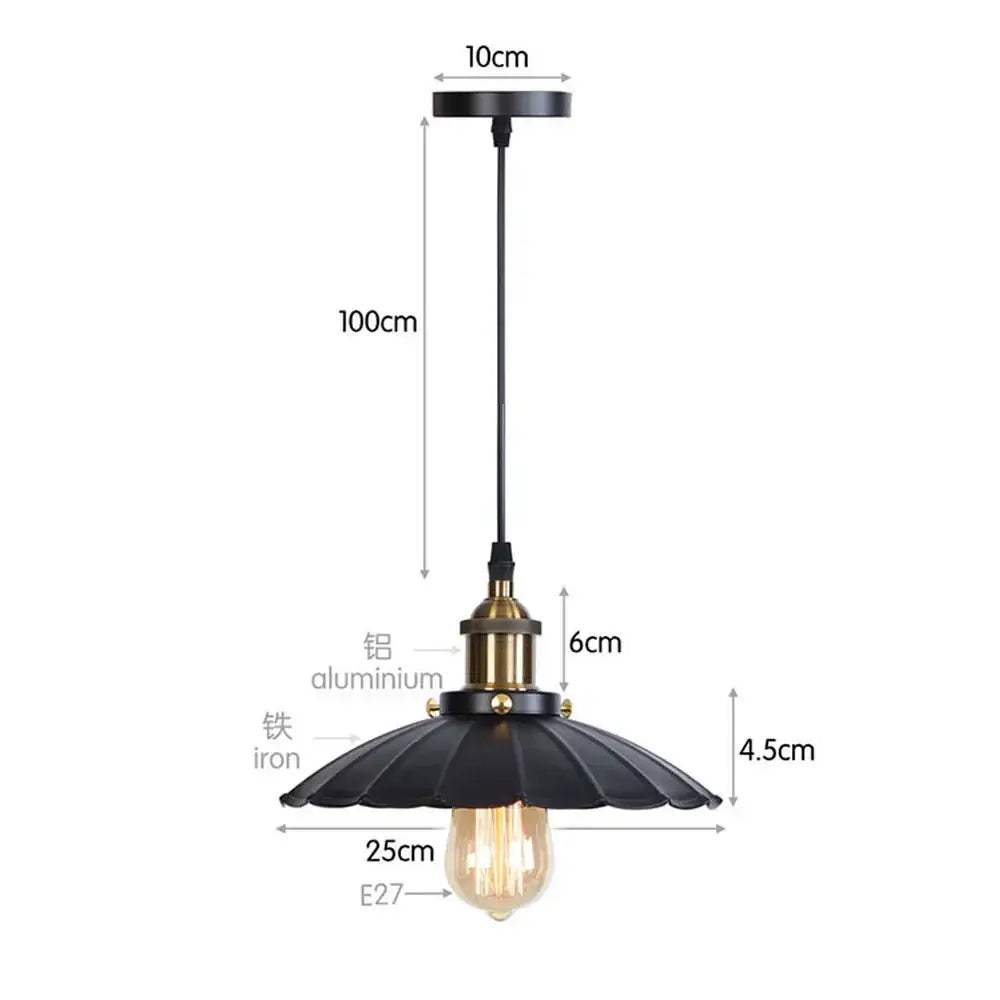 Industrial black white & copper iron pendant light dining room