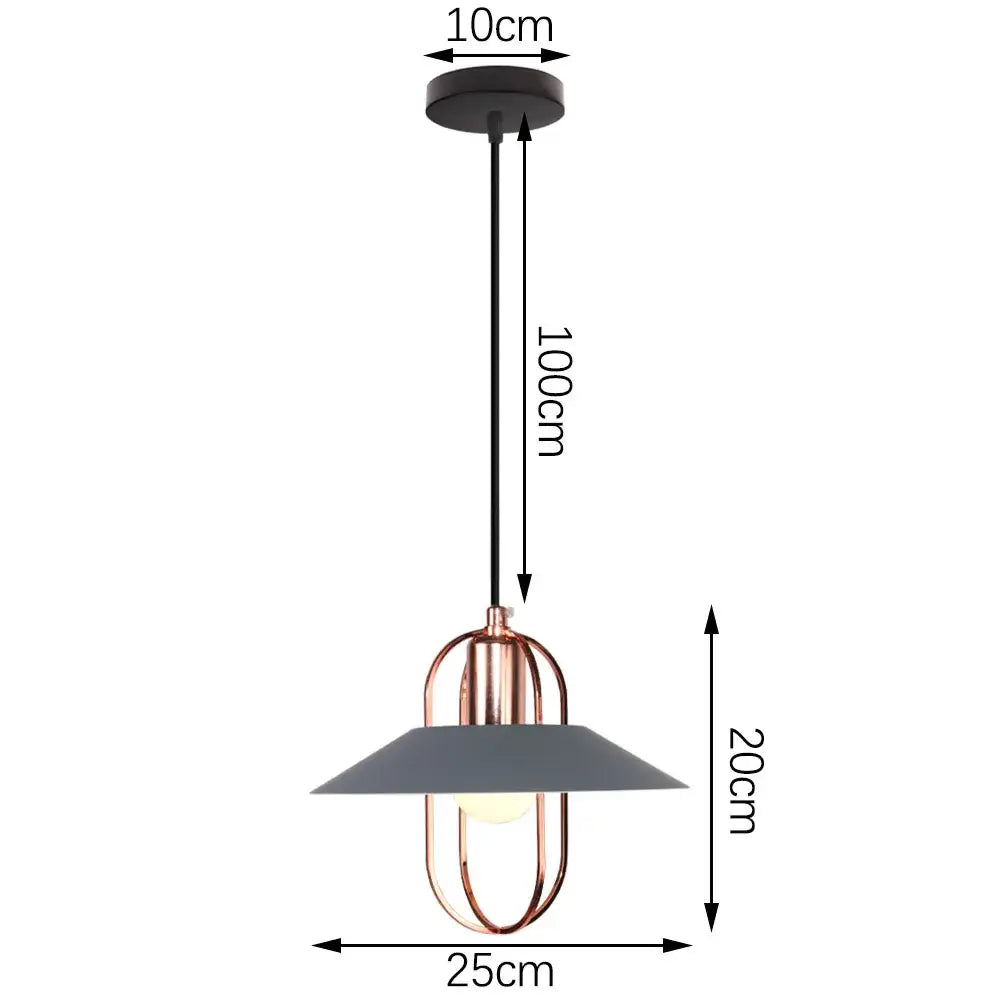 Industrial black white & copper iron pendant light dining room