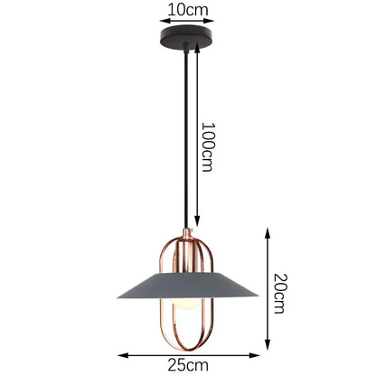 Industrial black white & copper iron pendant light dining room