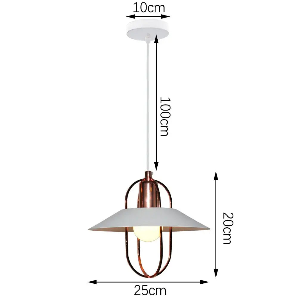 Industrial black white & copper iron pendant light dining room