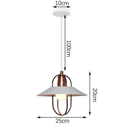 Industrial black white & copper iron pendant light dining room