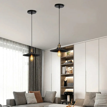 Industrial black white & copper iron pendant light dining room