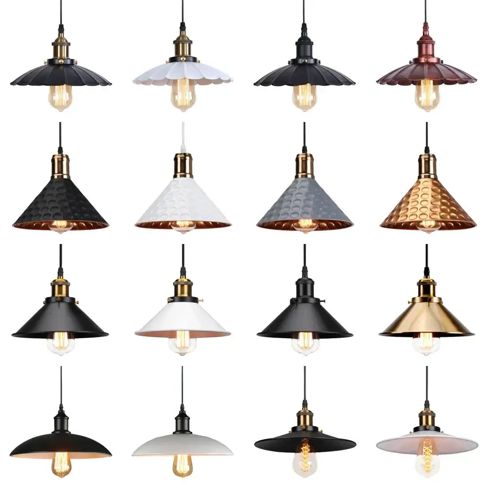 Industrial black white & copper iron pendant light dining room