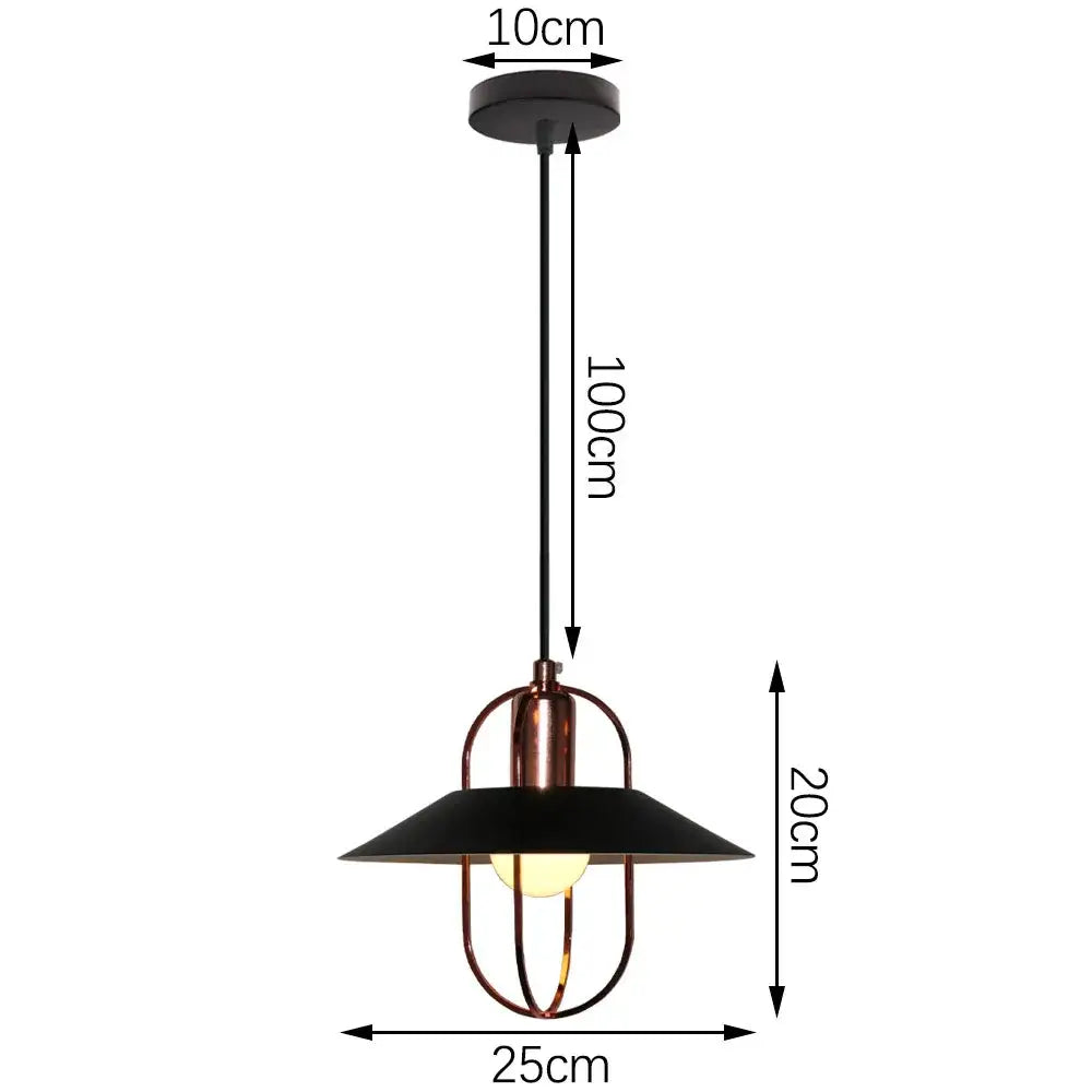 Industrial black white & copper iron pendant light dining room