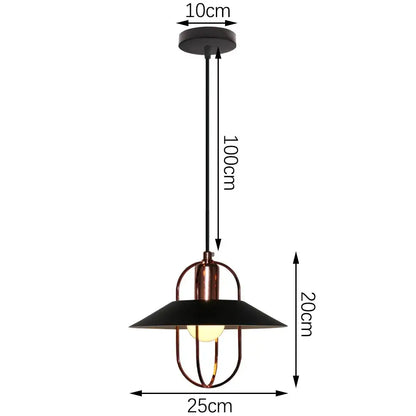 Industrial black white & copper iron pendant light dining room